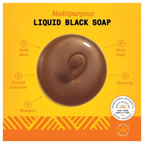 Alaffia Authentic African Black Soap, Unscented, 2-Pack ? All-in-One Moisturizing Cleanser for Face, Hands, Body & Hair, 32 Oz Ea