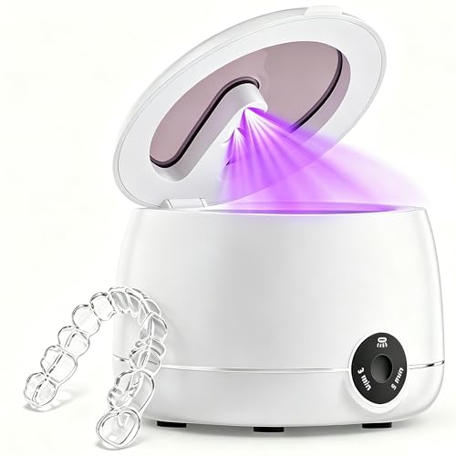 Portable Ultrasonic Retainer Cleaner Machine - White, 200ml, UV & Ultrasound
