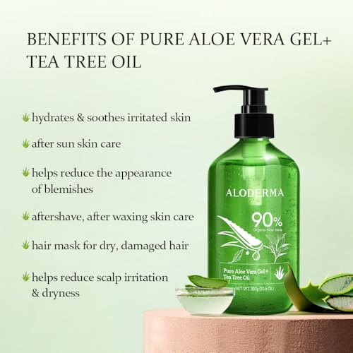 All Purpose Aloe Vera Gels Set - 4 Pieces - 300g Aloe Vera Gel + Tea Tree Oil, 200g Aloe Gel, 114g Aloe Gel & 45g Aloe Vera Gel