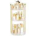 Rotating Makeup Organizer for Vanity 3 Tier, Perfume Organizer with Makeup Brush Holder, Large Capacity Cosmetics Clear Skincare Organizer for Countertop (Transparent)