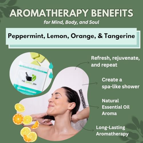 Herbal Zen Morning Citrus Mint Shower Steamers - 10 Pack Natural Aromatherapy