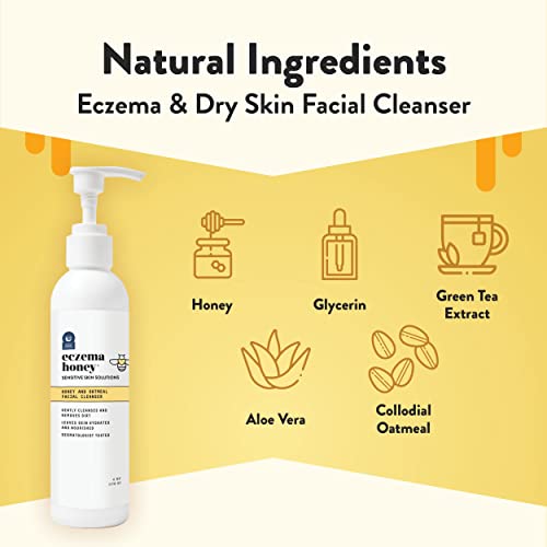 Eczema Honey Oatmeal Facial Cleanser - Gentle Face Wash for Dry & Sensitive Skin - 6 Oz Pack of 2