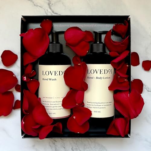 Loved01 Hand Wash & Lotion Set, John Legend Skincare, Oprah's Favorite Things, Just Because Floral Scent, Moisturizing Vitamin E Formula, Vegan & Cruelty-Free (15 Oz Hand Wash & 15 Oz Body Lotion)