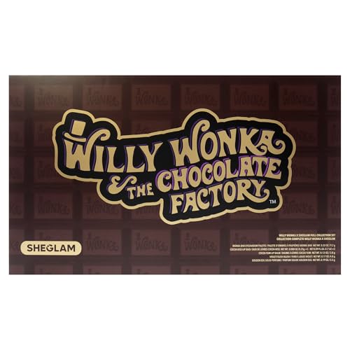 Sheglam Willy Wonka The Chocolate Factory Full Collection Set for Women - 12 Pc Gift Set with Golden Egg Solid Perfume, Eyeshadow Palette, Lip Balm, Blush, Lip Gloss, Lip Liner, Brush & Golden Ticket