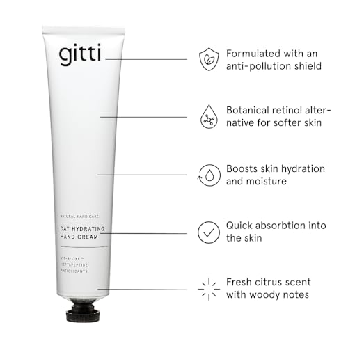 Gitti Day Hydrating Hand Cream - Vegan Moisturizer, 2.53 Fl Oz, Anti-Pollution