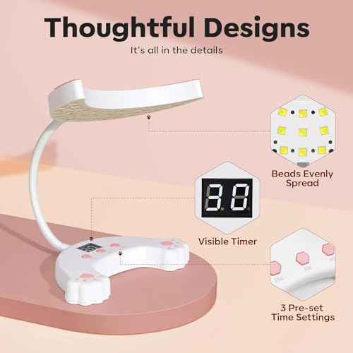 modelones UV LED Nail Lamp, Gooseneck UV Light for Gel Nails, 48 W Nail Light for Gel Polish with 3 Timers and LCD Display, LED Lamp for Fast Curing Gifts for Women Girls