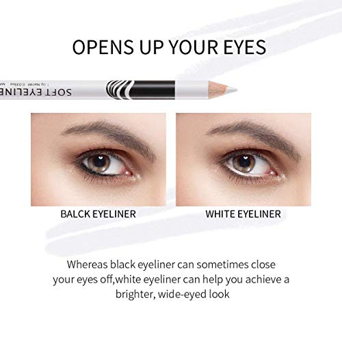 Go Ho 12 PCS White Eyebrow Eyeliner Pencils,White Eyeshadow Makeup Pen,Sweatproof Eye Highlighter Makeup Pencil,Long-lasting Nice Color Eye Brow Gel Pen,Brow Tint Sticks