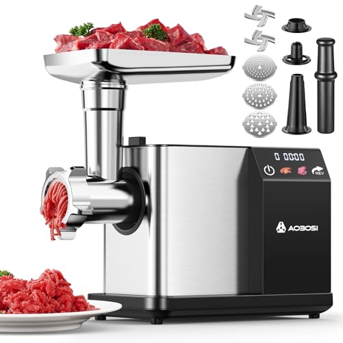 Silver Electric Meat Grinder 3000W with Touch Screen & 3 Speed Settings - Home Use