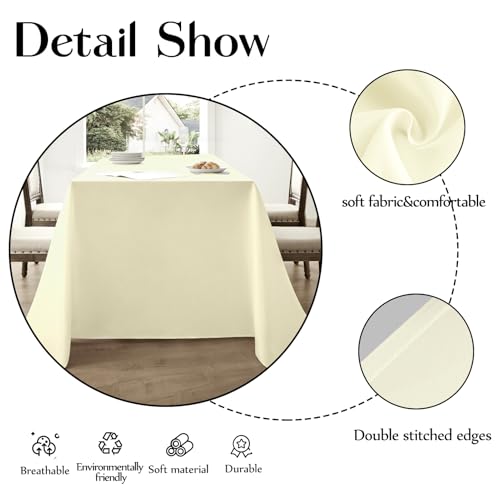 Ivory Rectangle Tablecloth 90x156 Inch for 6ft & 8ft Tables - Pack of 6