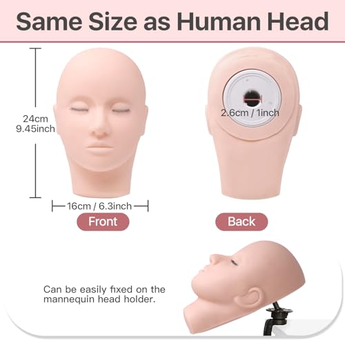 Lash Practice Mannequin Head with 3 Lash Layers for Eyelash Extension Training