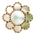 Small Round Wall Mirror 6in with Frame Bronze Leaf from Peru - Artisan Mirror - Exclusive Handmade Gift