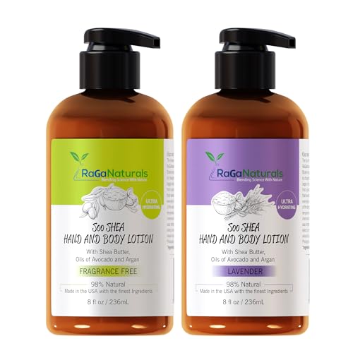 RaGaNaturals Fragrance Free and Lavender Body Lotion, Body Lotion for Women, Men, Babies and Kids - 8fl oz