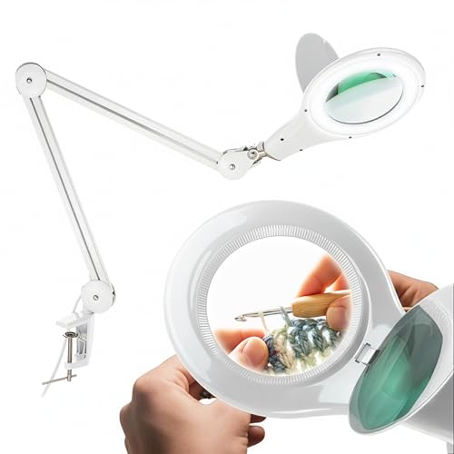 Brightech LightView PRO White Magnifying Desk Lamp with 2.25x Light for Crafts & Reading