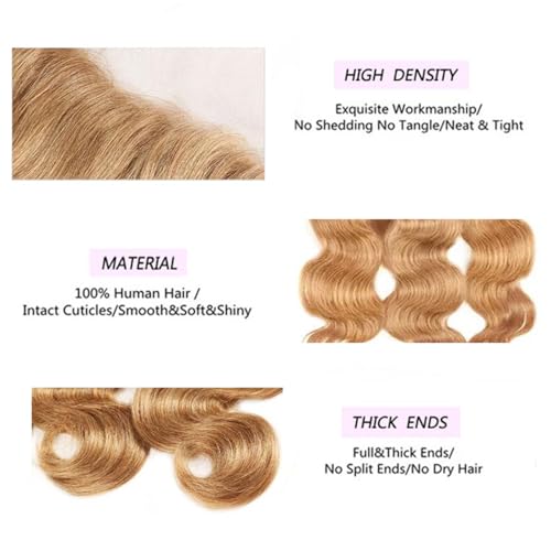 Isufer Blonde 12 Inch 13x4 Frontal Human Hair Body Wave Lace Closure Pre Plucked with Baby Hair