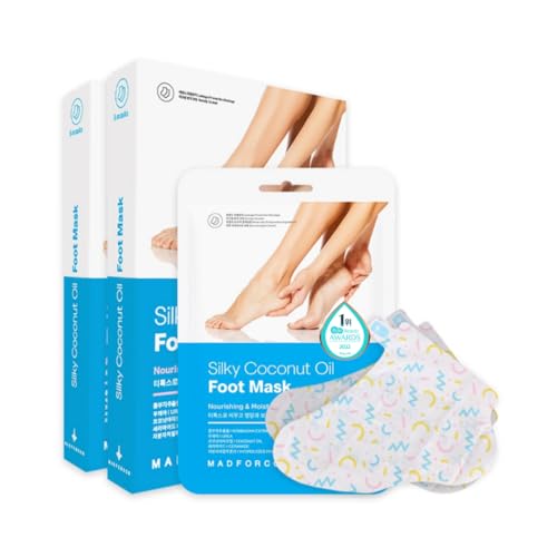 Moisturizing Foot Mask Socks Pack of 2 - Silky Coconut Oil, Hydrating & Nourishing, 5 Pairs