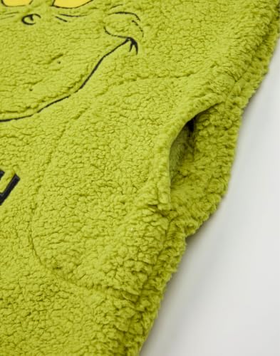 The Grinch Adults Oversized Wearable Blanket - Green Sherpa Fleece Christmas Hoodie - Character Variation