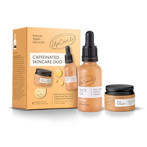 UpCircle Caffeinated Duo ? Our Face Oil and Eye Cream Duo ? Vitamin C, Hyaluronic Acid + Coffee Oil ? Evens Skin Tone, Reduces Puffiness + Dark Circles ? Vegan