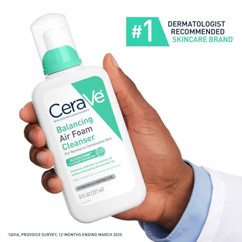 CeraVe Balancing Air Foam Face Wash - 8oz Pack of 2 - Gentle Foaming Cleanser for Combination Skin, Oil Control & Hydration