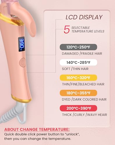 Mini Curling Iron 3/4 Inch for Beach Waves & Natural Curls, Dual Voltage, Pink