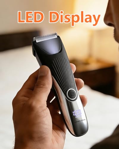 Lumiflexa Waterproof Body Hair Trimmer with LED Display, 6500 RPM, Adjustable Combs, USB-C Charging