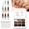 9 Colors Gradient Blooming Gel Nail Polish Palette, Aura Nail Art Kit for Blush Nails, Solid Creamy Gel for Ombre Nails, Sponge Patting Painting Gel, UV/LED Cured Nail Art Set for Beginners