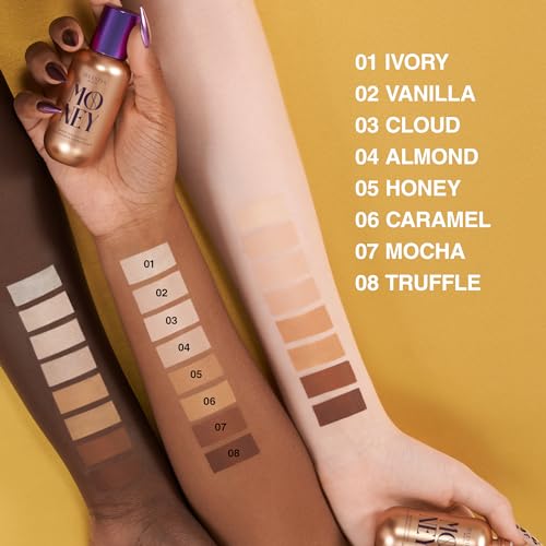 Money Liquid Matte Foundation ? Long-Lasting, Natural Looking & Buildable Coverage ? For Combination, Dry, Oily Skin ? Lightweight & Moisturizing (Almond)