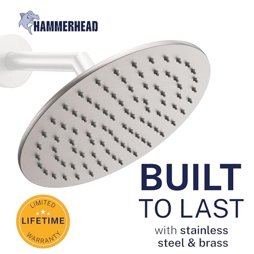 8 Inch Solid Metal Rainfall Shower Head - Brushed Nickel, 2.5 GPM High Flow, Easy Install
