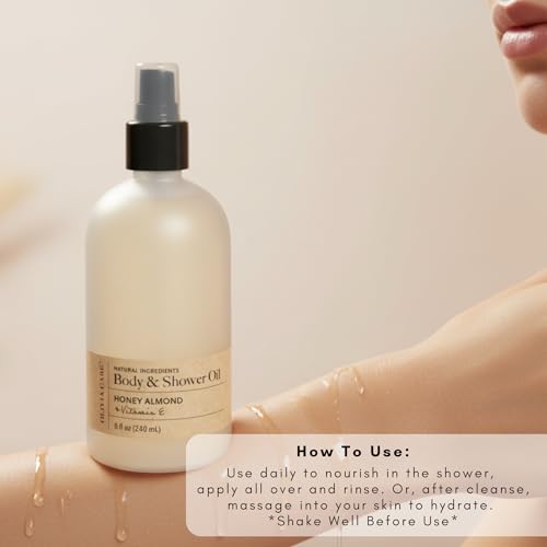 Olivia Care Honey Almond Body & Shower Oil with Vitamin E - Hydrating Daily Moisturizer for Dry Skin, 8 fl oz