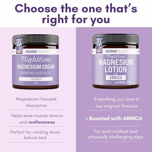 Magnum Solace Nighttime Magnesium Lotion with Arnica - 5 Fl Oz, Pack of 3