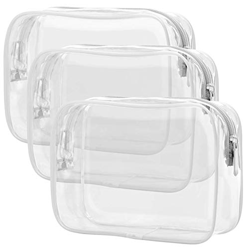 PACKISM Clear Toiletry Bag, 3 Pack TSA Approved Toiletry Bag Quart Size Bag, Carry on Airport Airline Compliant Bag Set