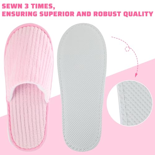 Panitay 20 Pairs Reusable Spa Slippers for Guests Washable House Slippers with Triple Layer Coral Fleece for Home Indoor Hotel Travel, Closed Toe