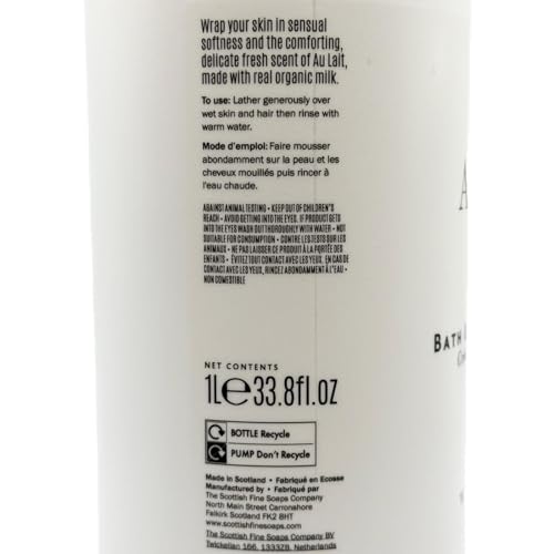 Scottish Fine Soaps The Au Lait Bath & Shower Cream, 33.8 fl oz, White
