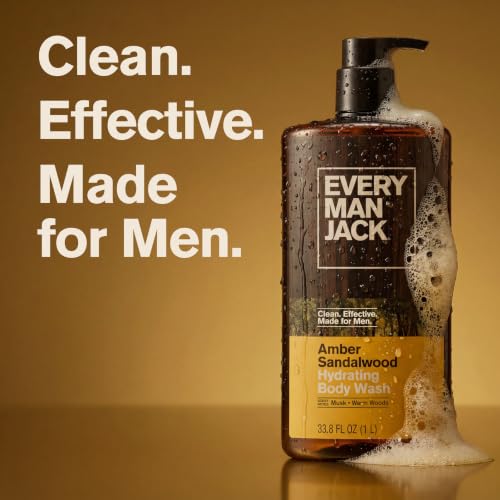 Every Man Jack Hydrating Amber Sandalwood Body Wash 2-Pack - Men’s Moisturizing Shower Gel