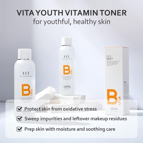 ELT Korean Green Tea Vitamin Toner (200ml / 6.76 fl.oz.) Facial Toner with Niacinamide 2%, Hyaluronic Acid, Centella Asiatica Extract, Hydrating, Purifying, Korean Facewash, Korean Skincare