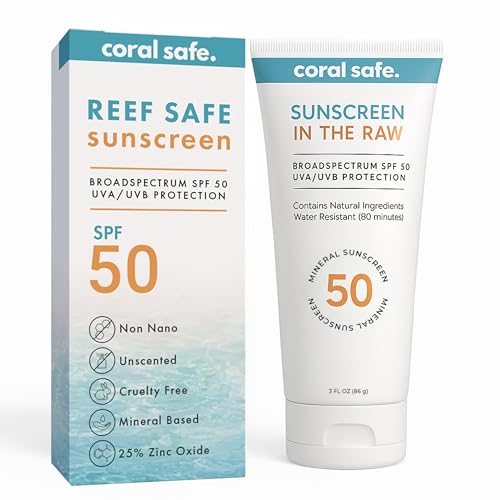 Reef Safe Mineral Sunscreen Travel Lotion SPF 50 - Mexico & Hawaii 104 Reef Act Compliant, Biodegradable, Zinc Oxide, Oxybenzone & Octinoxate Free, Water Resistant, Natural Ingredients, by Coral Safe