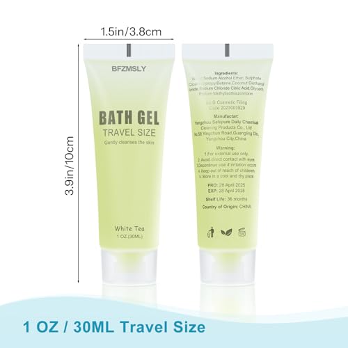 50 Pack Travel Size Body Wash Tubes - White Tea Scent, 1oz, Hotel & Guest Use