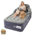 α阿尔法 Twin XL Air Mattress with Built-in Pump, Headboard & Cup Holders, 20" Height