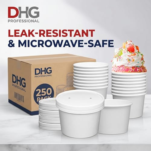 12oz Disposable Food Containers with Vented Lids for Hot Soup & Ice Cream - 250 Sets