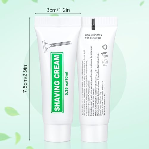 Travel Size Shaving Cream Bulk 50 Pack, 10ml Disposable Shaving Gel for Men & Women