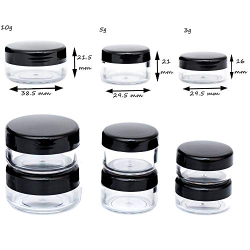 10g Sample Containers with Black Lid - Cosmetic Storage Jars - ZEJIA