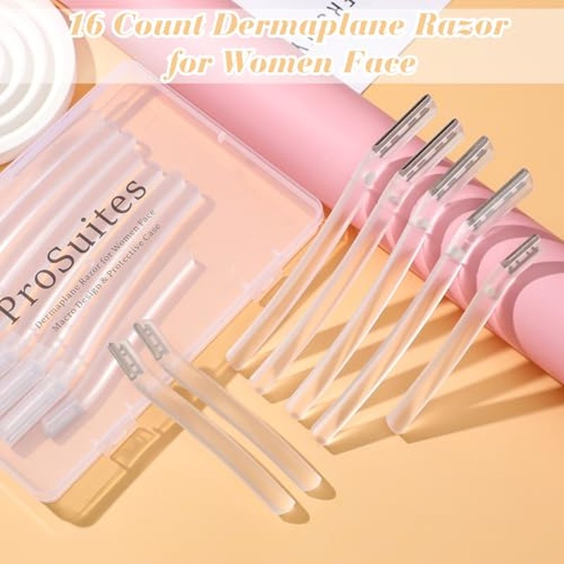 16 Count Dermaplane Razor for Women Face, Professional Facial & Eyebrow Hair Remover, Gentle Skin Exfoliation with Precision Blades£¬Transparent