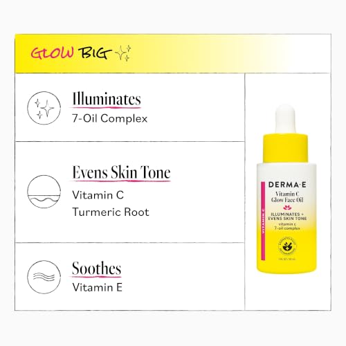 Vitamin C Glow Face Oil with Turmeric - Nourishing Brightening Skin Serum - 1 Fl Oz