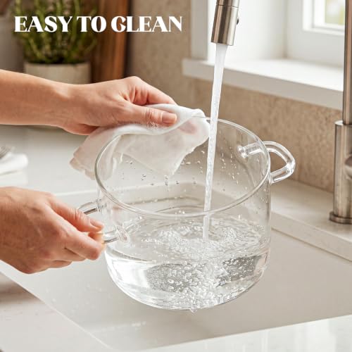 ZUFRIEDENIA 5.0L Glass Cooking Pot with Lid | Heat-Resistant, Transparent Kitchenware