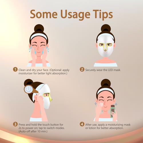 Red & Blue LED Face Mask for Light Therapy - Anti-Aging & Blemish Treatment