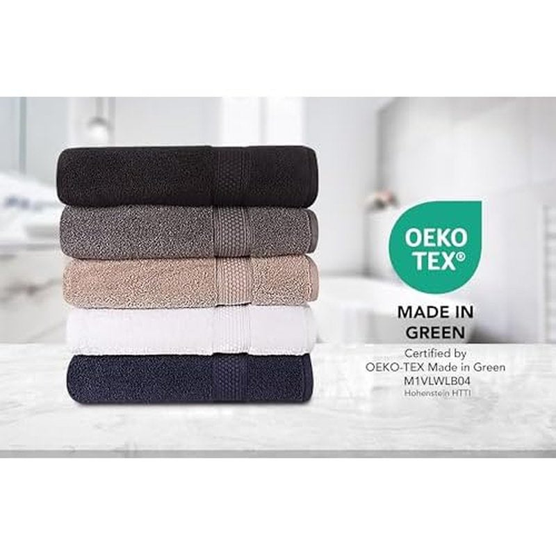A1HC Wash Cloths Set (13x13 Inches), 500 GSM 100% Ring Spun Cotton, Oeko-TEX Green Certified, Zero Twist, Ultra Soft, Quick Dry & Highly Absorbent, Soft Washcloths (Black Onyx, 12 Piece Wash Cloth)