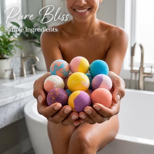 Organic Refresh Bath Bombs Set - 24 Mini Bath Fizz for Women & Kids, Aromatherapy, Gift Ready - Variation of THIS listing