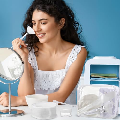 Facial Supplies Set with Bowls Brushes Jars & Sponges - White - Esthetician & DIY Skincare