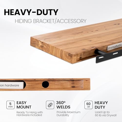 Floating Shelves Set of 2 - Natural Elm Live Edge Wall Shelves, 8-inch Deep, 24-inch Length