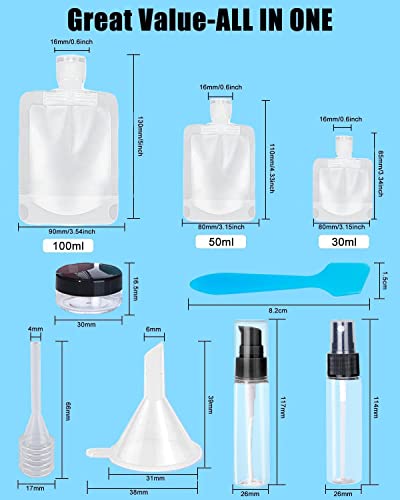 SEQUHITKU 51 Pack Travel Toiletry Pouches Set - Refillable, Leak-Proof, TSA Approved (A-17pcs Pack of 3)