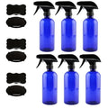 16oz Blue Plastic Spray Bottles with Mist & Stream Sprayers - Pack of 6 - Cobalt Blue
